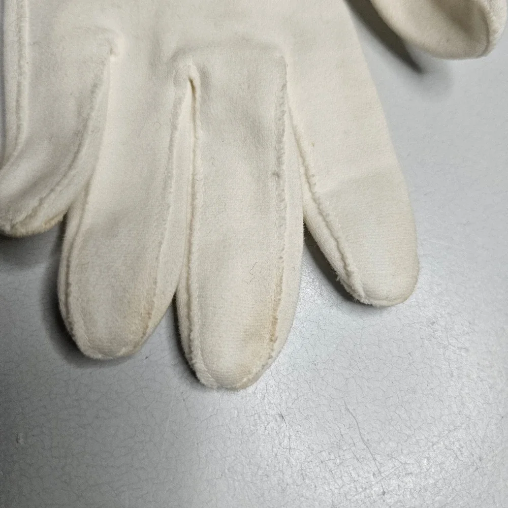 Viola Weinberger Vintage White‎ Cotton Gloves Blue Polka Dot Western Germany 6.5